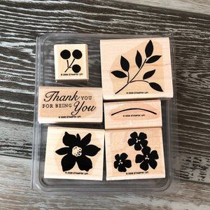 Stampin Up Best Blossoms Rubber Stamp Set of 6 in Original Container